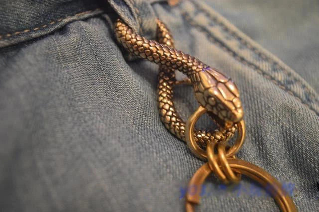 Solid Brass Vintage Snake Wallet Waist Buckle Clip Key Chain EDC Keyring Holder 07FC0E-D4 - KOEEK