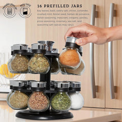 16 Jar Ellington Revolving Countertop Spice Rack with Lift & Pour Caps 07FC0E-D4 - KOEEK