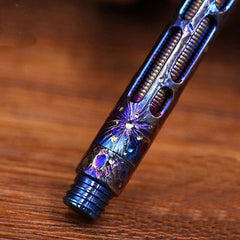 Min EDC Titanium Alloy Keychain Meteorite Pattern BallPoint Pen Pocket Outdoor 07FC0E-D4 - KOEEK