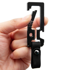 EDC Titanium Alloy + Leather Black Keychain Carabiner Opener Car Key Pendant 07FC0E-D4 - KOEEK