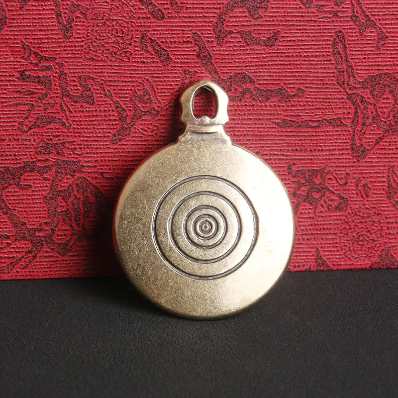 Retro Copper Nine Palaces Bagua Board Amulet Feng Shui Auspicious Pendant 07FC0E-D4 - KOEEK