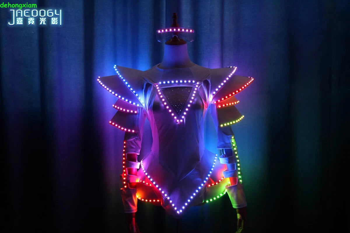 LED Luminous Mini Dress Woman Performance Costume Party DJ Bar Disco Nightclub 07FC0E-D4 - KOEEK