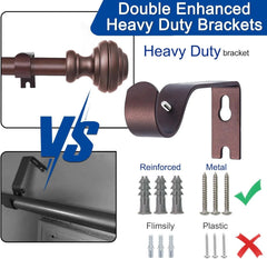 Bronze curtain rod, suitable for windows measuring 16.5 to 45 inches, 3/4 inch 07FC0E-D4 - KOEEK
