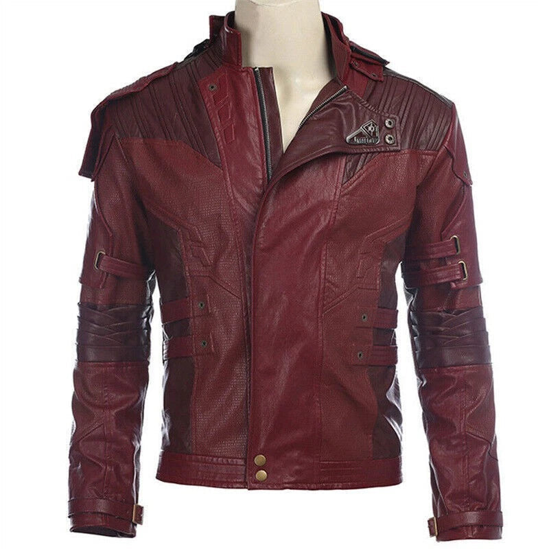 Guardians of the Galaxy 2 Star Lord Peter Quill Red PU Jacket Cosplay Costume 07FC0E-D4 - KOEEK