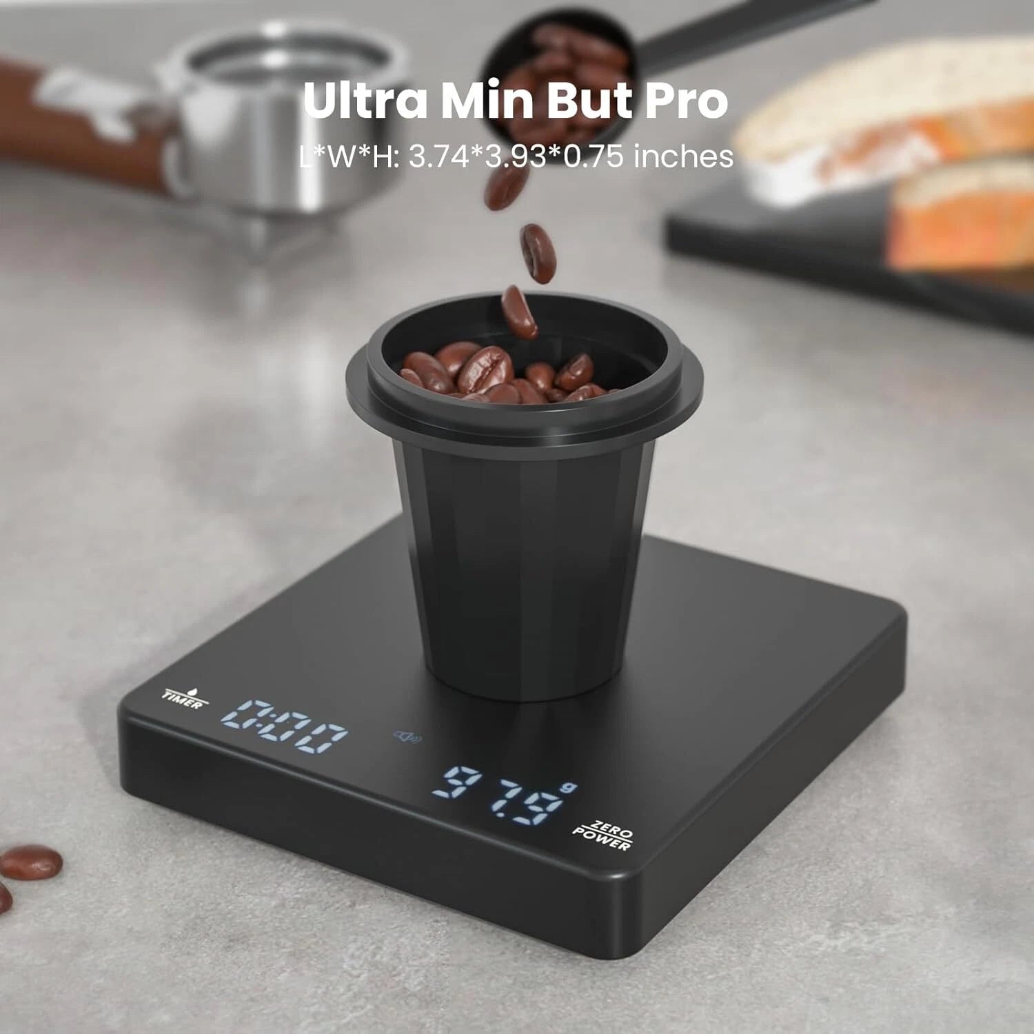 Mini Coffee Scale with Timer, Rechargeable Coffee Scale, - Black 07FC0E-D4 - KOEEK