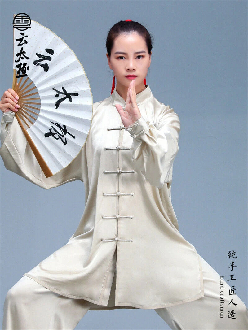 Kung Fu Tai Chi Mulberry Silk Uniform Martial Arts Wushu High-end Handmade Taiji 07FC0E-D4 - KOEEK