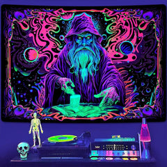 new Uspring Blacklight Tapestry Trippy Wizard 51.2'' x 59.1'', Colorful USPRING - KOEEK