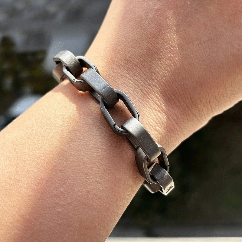 Solid Titanium Multiple Rings Bracelet for Men Fashion Skin-Friendly Accessories 07FC0E-D4 - KOEEK