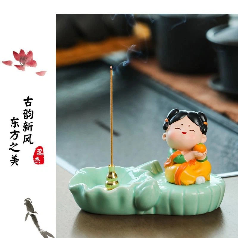 Tang Lady Incense Holder Stick Stand Desk Decor Office Tea Room Aromatherapy 07FC0E-D4 - KOEEK