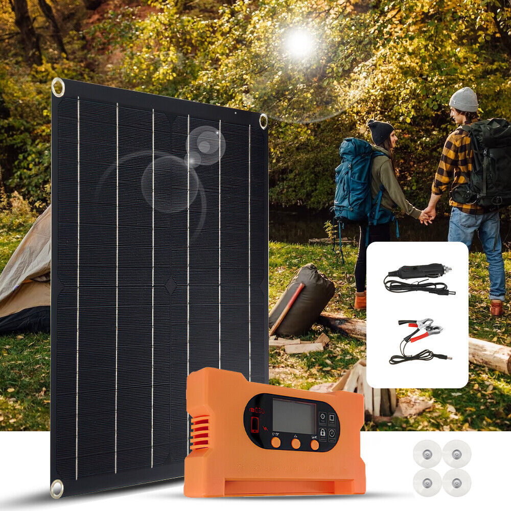 ny 50W Mono Solpanel Opladning Camping Hjemmebåd 100A Controller RV Hjemmebilbåd