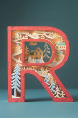Anthropologie Wonderland Scene Monogram Light-Up Holiday Decoration Letter R ANTHROPOLOGIE - KOEEK