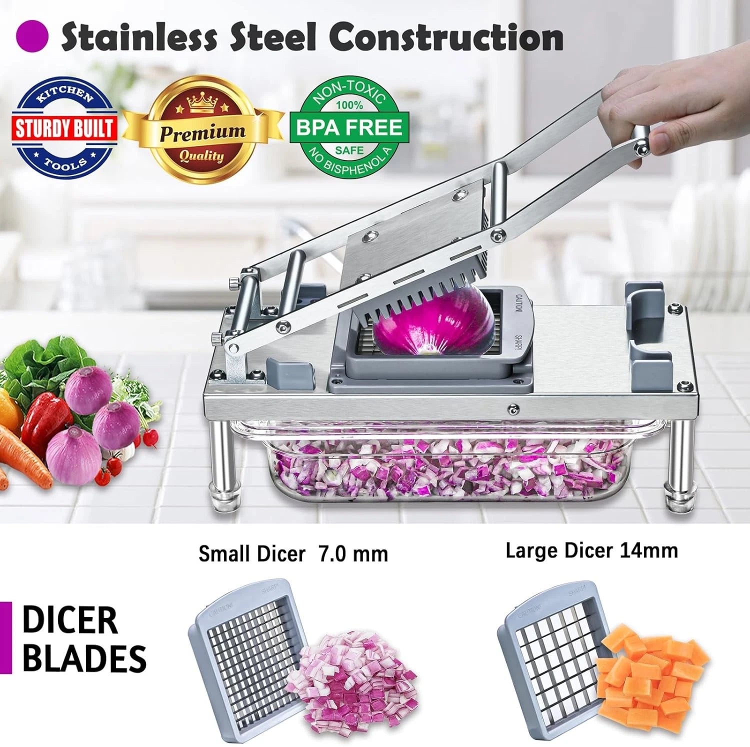 Multi-Function Vegetable Chopper (8 Blades) - Mandoline Slicer 07FC0E-D4 - KOEEK