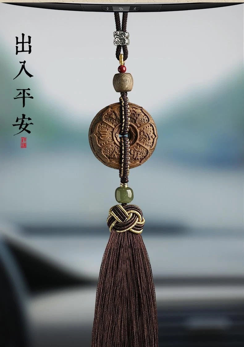 Golden Phoebe Peace Buckle Car Hanging Wooden Ornament Rearview Mirror Decor 07FC0E-D4 - KOEEK