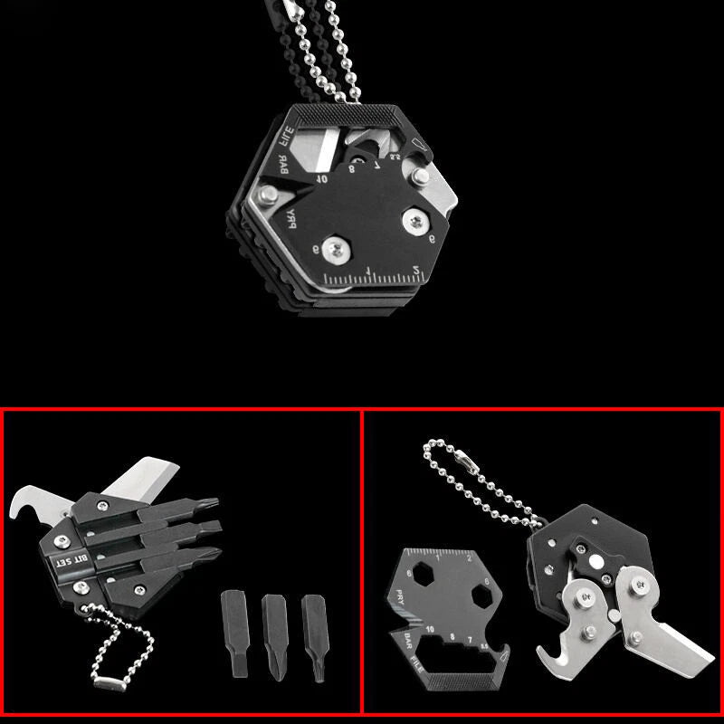 EDC Multi Tools Mini Portable Gadget 14-in-1 Pocket Multi Tool Keychain Key Ring 07FC0E-D4 - KOEEK