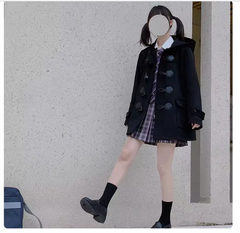 Japanese College Girls Wool Blend JK Coats Uniform Hooded Winter Warm Overcoat 07FC0E-D4 - KOEEK