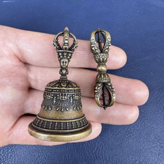 Tibetan Brass Small Vajra Pestle Vajra Bell Size As Shown Weighs about 38 Grams 07FC0E-D4 - KOEEK