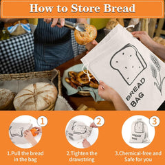 new Linen Bread Bags, 2 Pack - Plastic Lined, Reusable One Size, ivory white 07FC0E-D4 - KOEEK