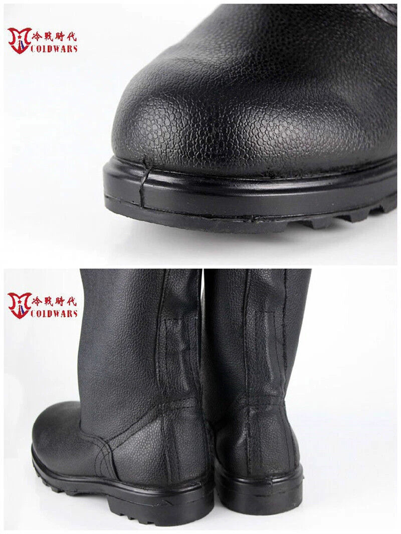 Russia Soviet Army Military Soldiers Vintage Combat Long Boots Black Leather 07FC0E-D4 - KOEEK