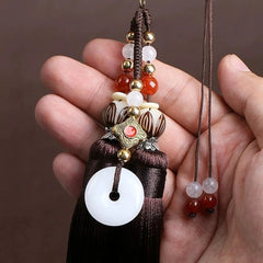 Peach Wood Dragon Car Pendant Hollow Ball Ornament Home Office Decoration 07FC0E-D4 - KOEEK
