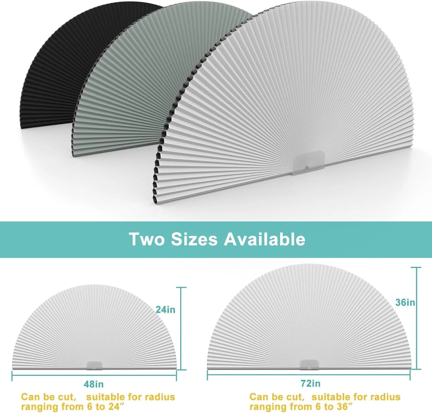 Long blackout arched curtain, blackout type, half-moon shape (radius: 24 inches) 07FC0E-D4 - KOEEK