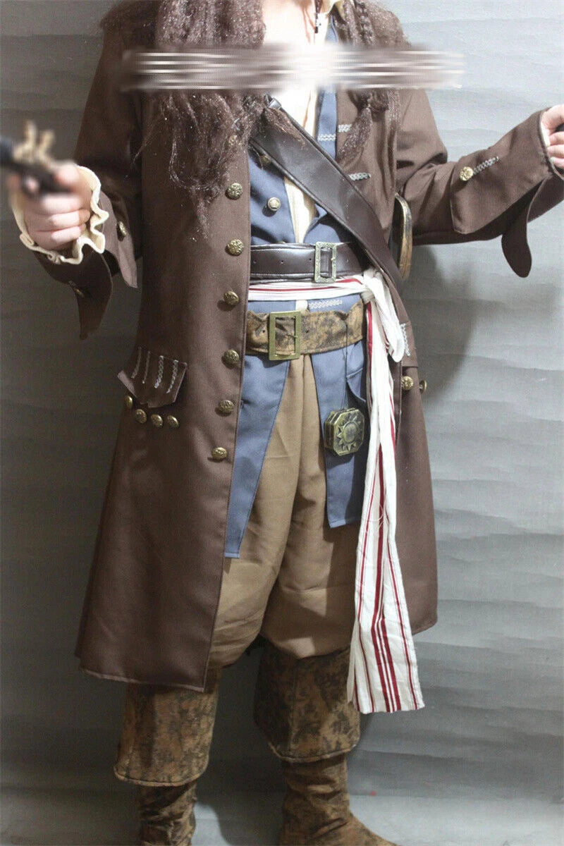 Cosplay Adult Jack Sparrow Costume Pirates of the Caribbean Outfits Halloween 07FC0E-D4 - KOEEK