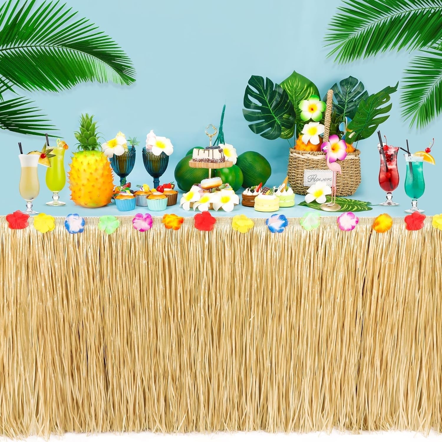 new Luau Party Decorations, Natural Hawaiian Grass Table Skirt, 1 Pack, Gold 07FC0E-D4 - KOEEK