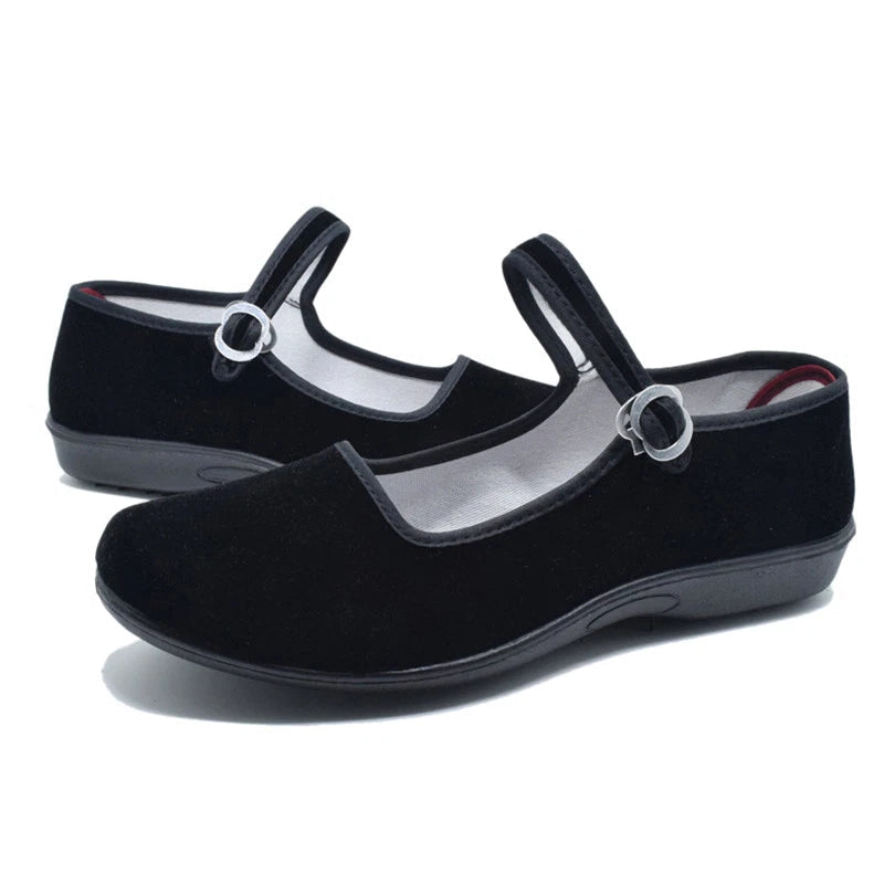 Women's Girls Chinese Black Cotton Shoes Ballerina Ballet Flats Shoes Slippers 07FC0E-D4 - KOEEK