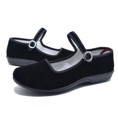Women's Girls Chinese Black Cotton Shoes Ballerina Ballet Flats Shoes Slippers 07FC0E-D4 - KOEEK