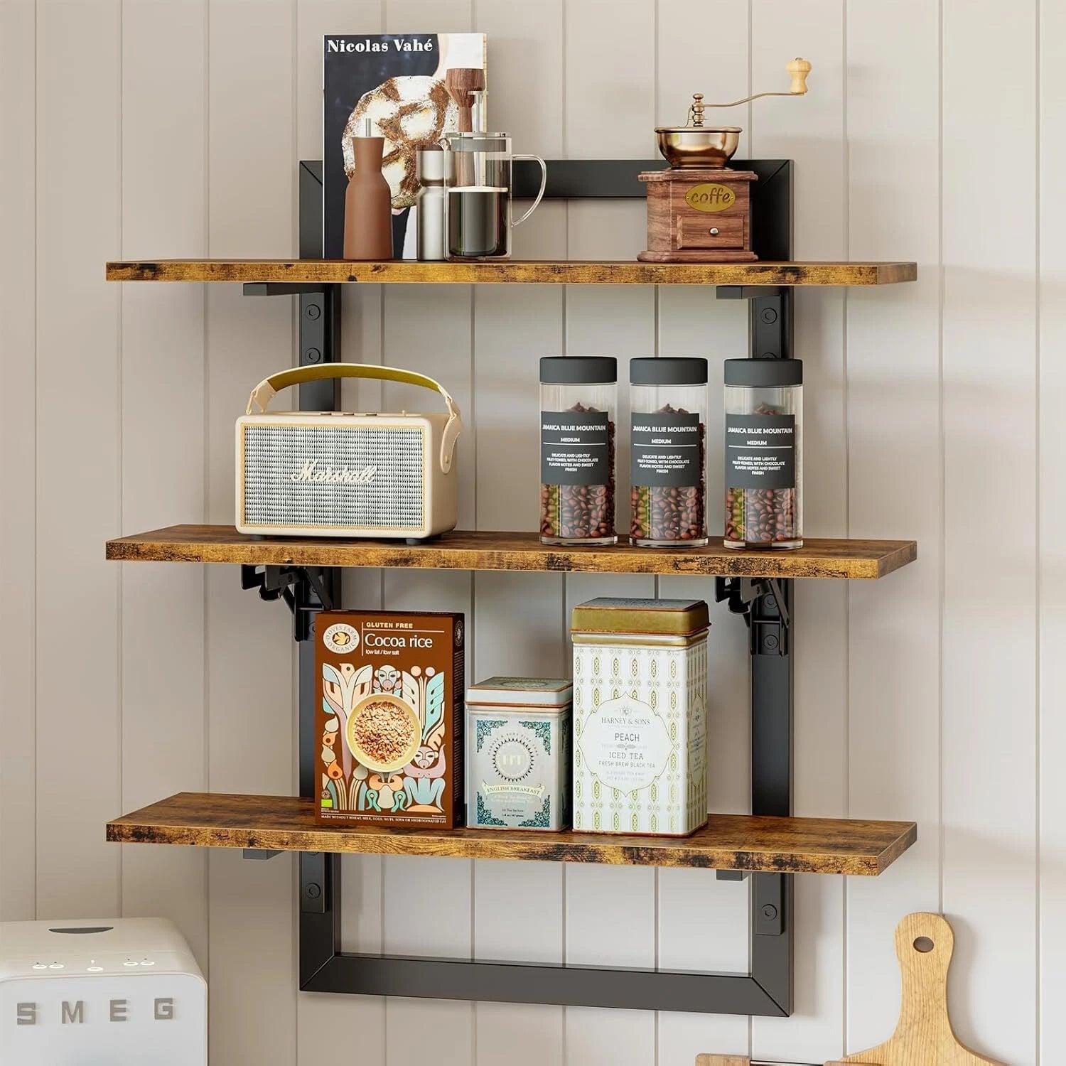 Wall Mount Floating Shelf, 24-Inch Wall Mount Shelf with Collapsible Bracket 07FC0E-D4 - KOEEK