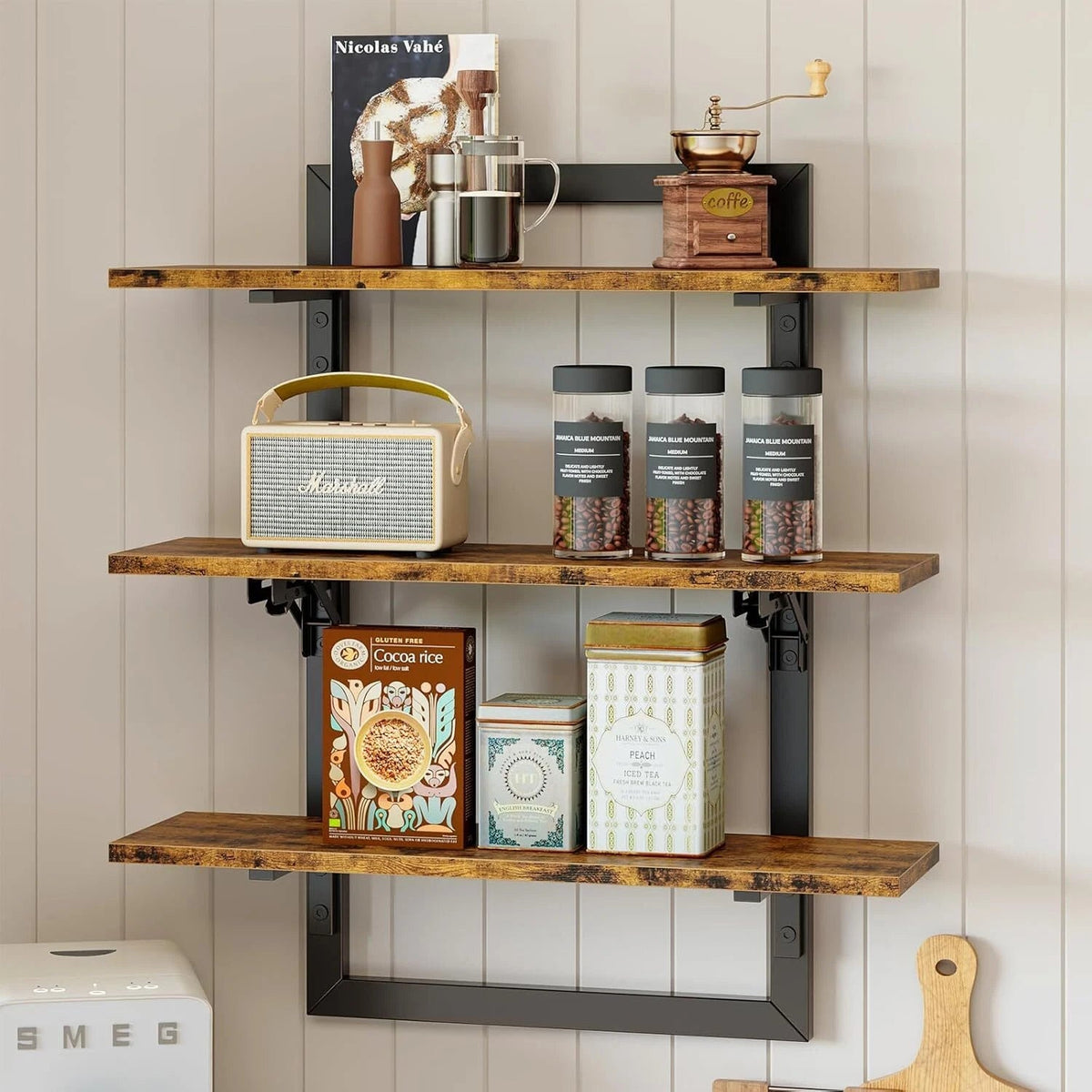 Wall Mount Floating Shelf, 24-Inch Wall Mount Shelf with Collapsible Bracket 07FC0E-D4 - KOEEK
