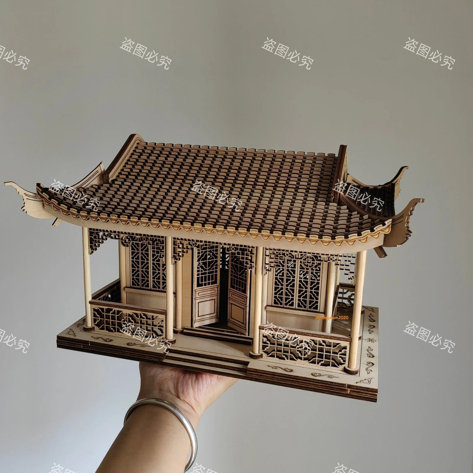 Chinese Ancient Architecture Octagonal Pavilion Handmade Assembly DIY Model 07FC0E-D4 - KOEEK