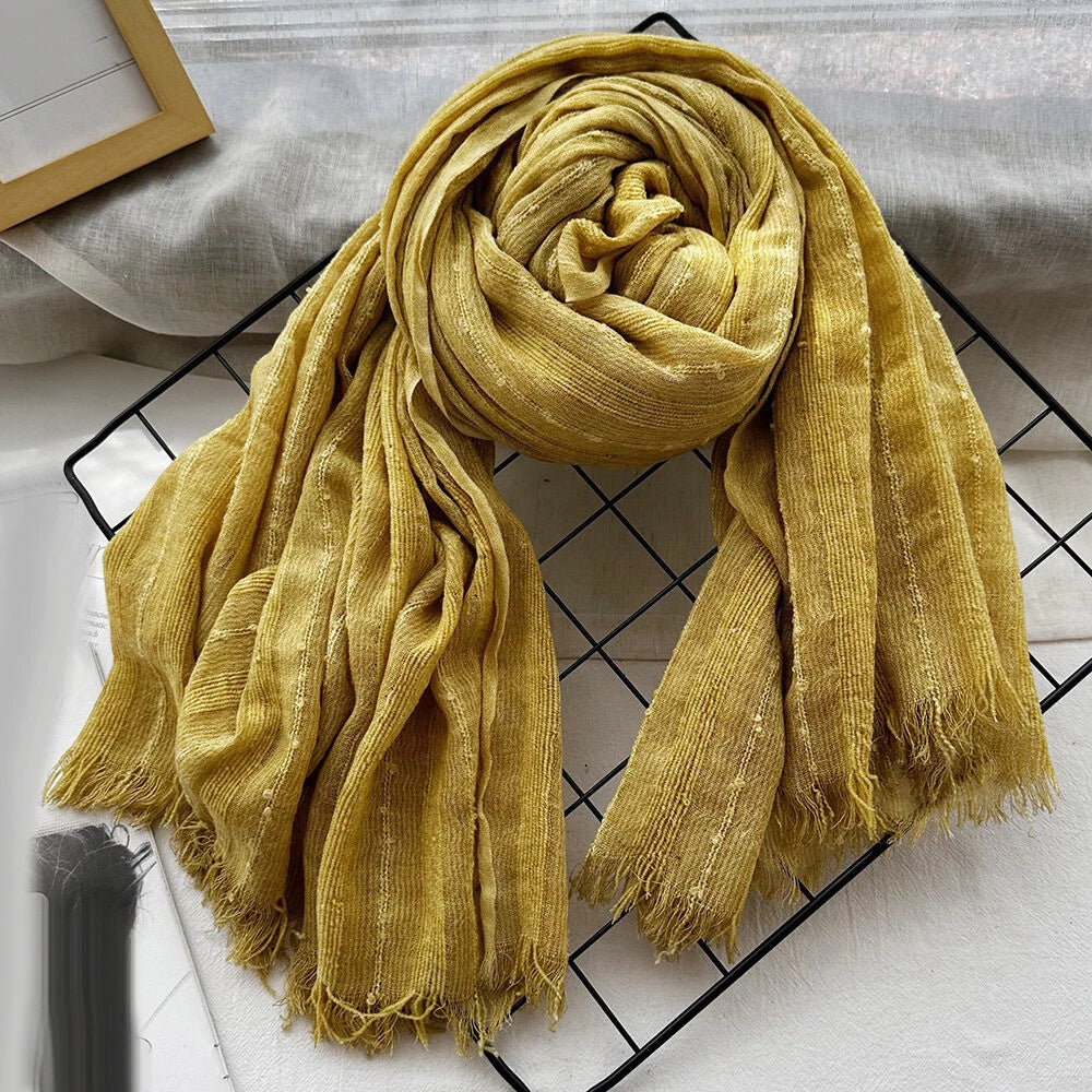 Men's Striped Scarf Cotton Linen Autumn Winter Warm Bufanda Shawl Unisex Scarves 07FC0E-D4 - KOEEK