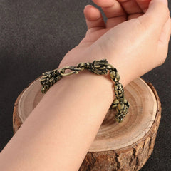 Copper Zodiac Dragon Bracelet Men Women Simple Hip Hop Jewelry Bead Chain 07FC0E-D4 - KOEEK