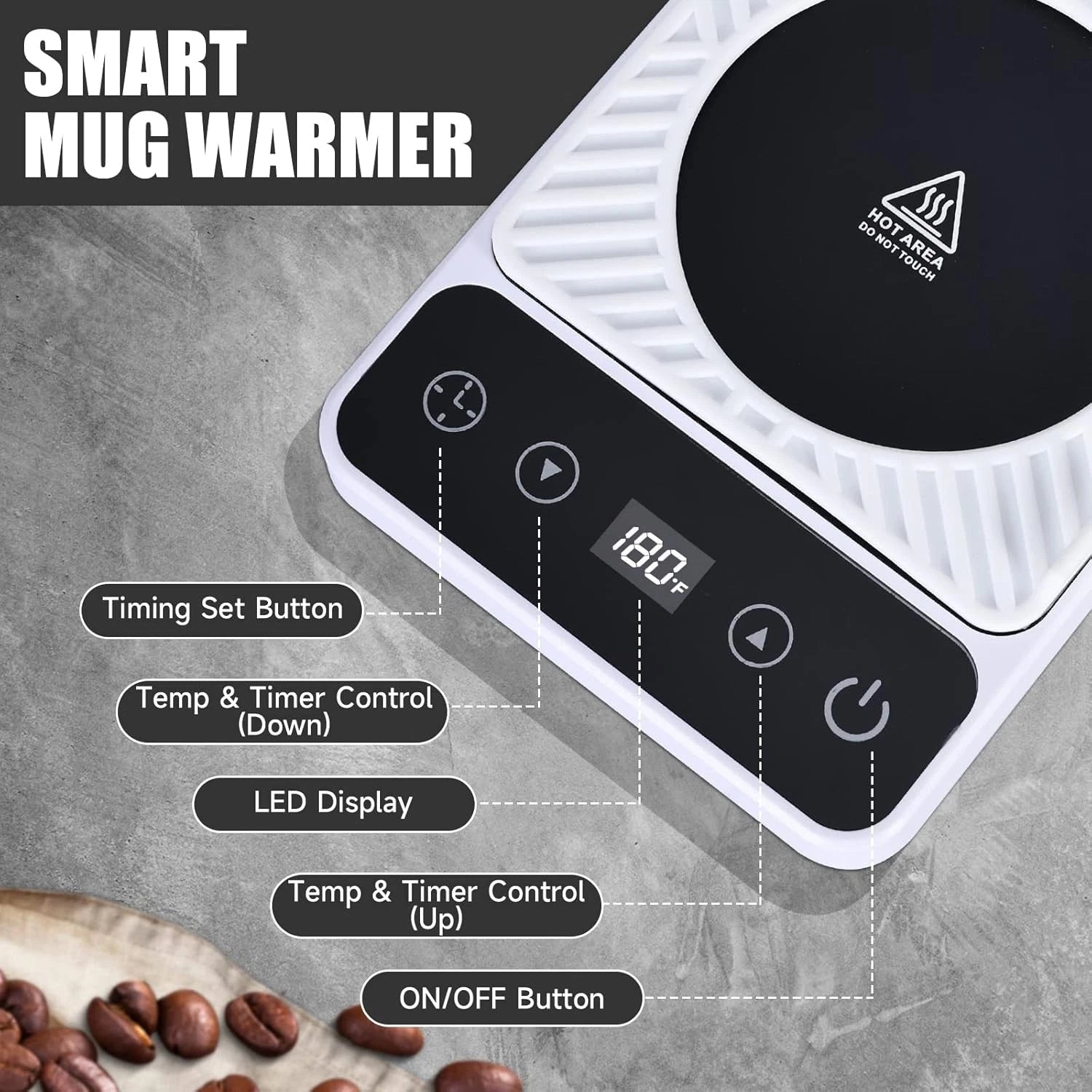 Mug Warmer - Electric Coffee Mug Warmer with Timer 07FC0E-D4 - KOEEK