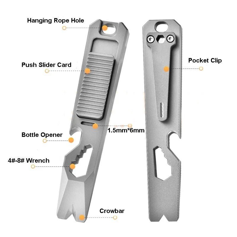 Titanium Multi Tools Pry Bar Crowbar Fidget Clicker Card Toy Stress Relief EDC 07FC0E-D4 - KOEEK