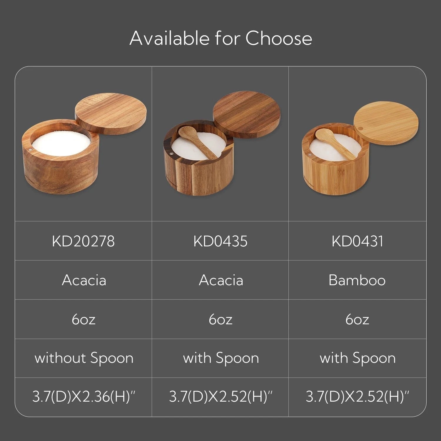 Acacia Wood Salt Cellar Bowl Box with Built-in Spoon to avoid Dust 07FC0E-D4 - KOEEK