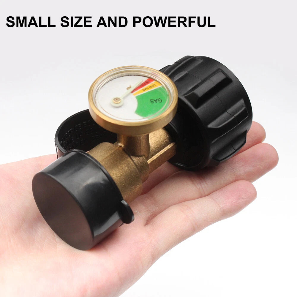 Propane Tank Gauge Brass Adapter RV Pressure Gas Level Meter BBQ Indicator 07FC0E-D4 - KOEEK