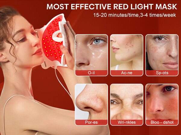 ny Red Light Therapy Face LED Face Mask Lys Therapy Mask for Facial Skin Care US