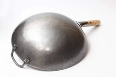 Traditional Hand Hammered Chinese Carbon Steel Wok with Wooden 07FC0E-D4 - KOEEK