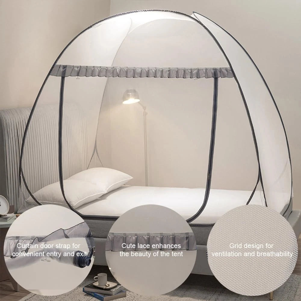 Mosquito Net Pop Up Tent for Bed,Bed Canopy with Net Bottom,Mosquito Netting Bed 07FC0E-D4 - KOEEK
