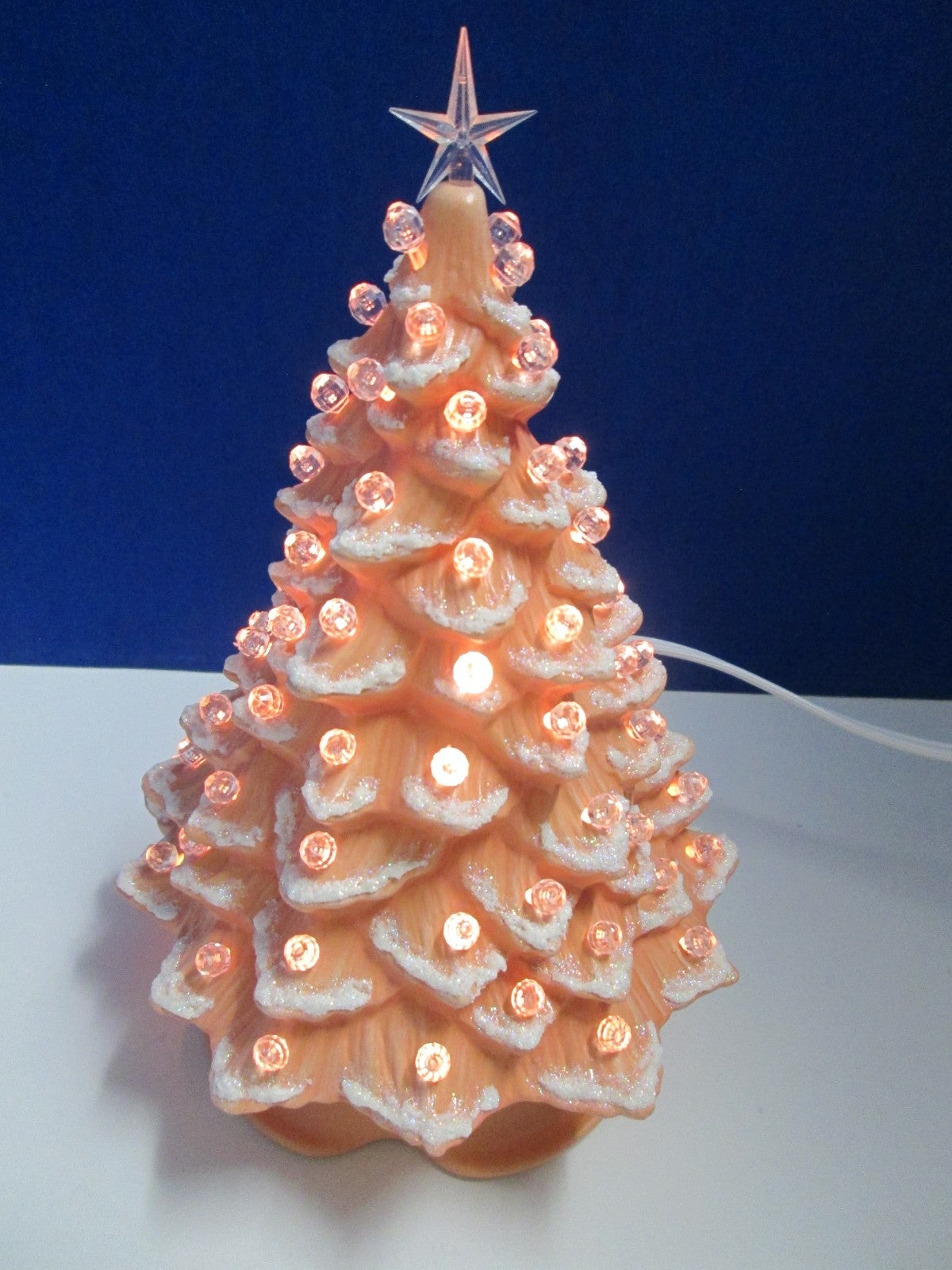 "CORAL w/SNOW CAPS"  Ceramic Christmas Tree"  ly Made/ Extra Lights 07FC0E-D4 - KOEEK