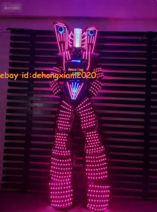 LED Robot 7 Colors Costume Helmet Suit DJ Party Glowing Clothes Performance Show 07FC0E-D4 - KOEEK