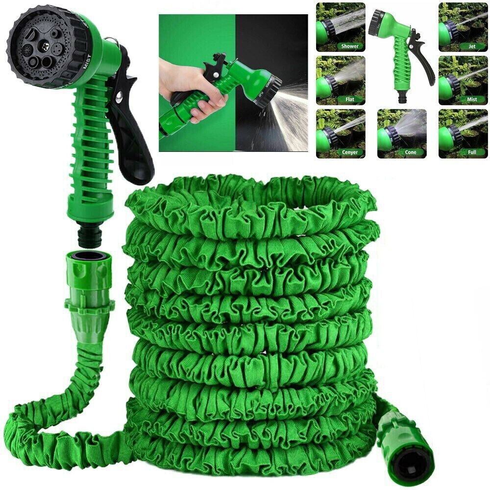 100 FT 100 Feet Expandable Flexible Outdoor Garden Water Hose Spray Nozzle