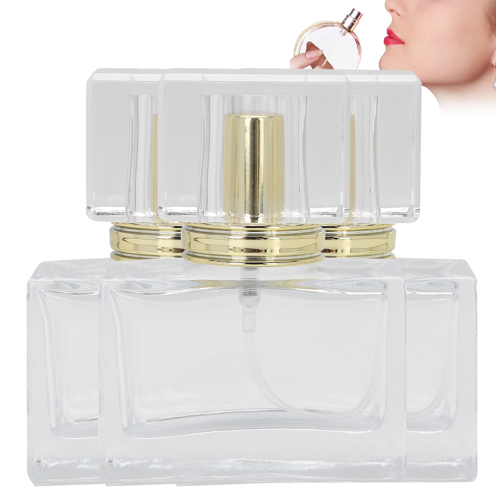 new 3pcs Empty Perfume Bottle Refillable Perfume Spray Bottle Dispenser(Gold ) HGF koeek - KOEEK