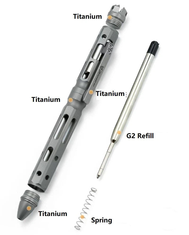 Titanium Ballpoint Pen Bolt Action Signing Writing Pen Business Office EDC Gift 07FC0E-D4 - KOEEK