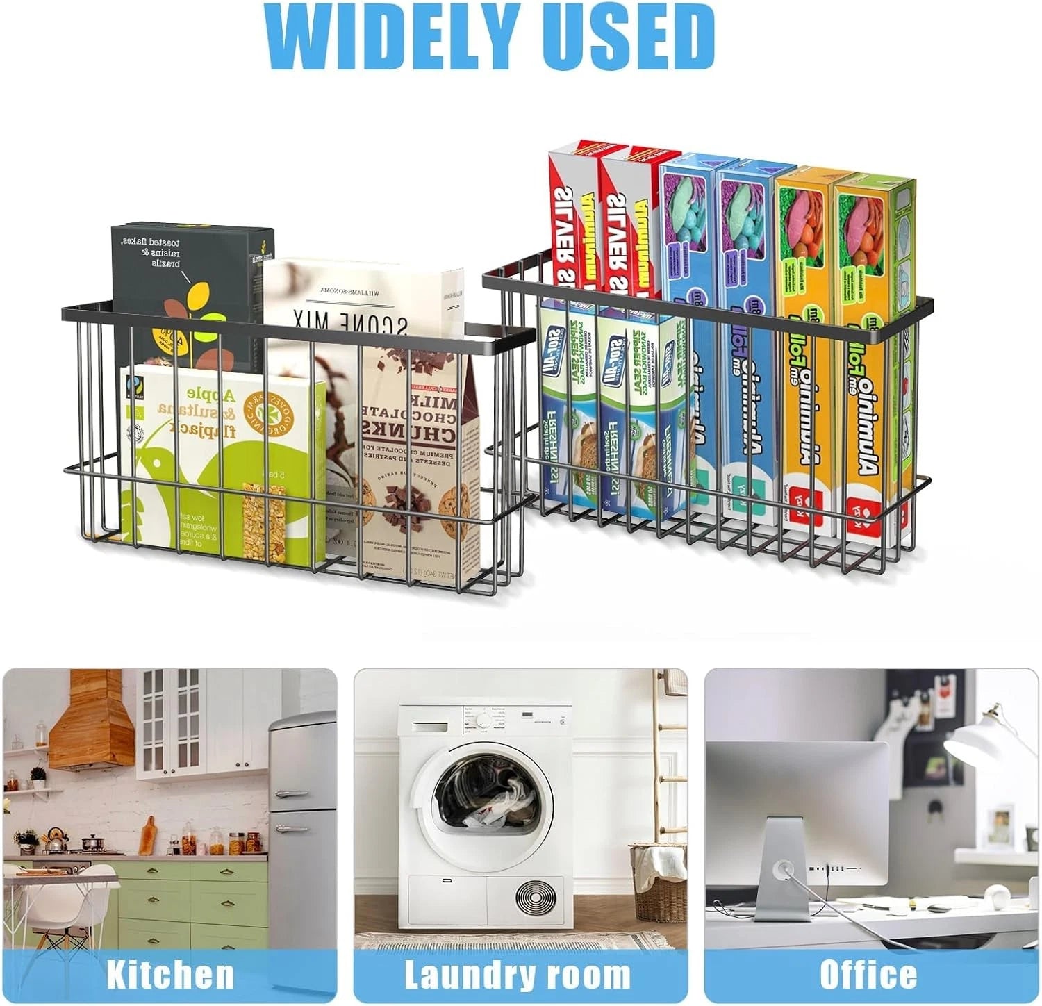 Magnetic metal basket storage rack, dryer ball holder, 2-piece set 07FC0E-D4 - KOEEK
