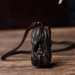Agarwood Shapeless Buddha Pendant Wooden Car Hanging Carved Ornament 07FC0E-D4 - KOEEK