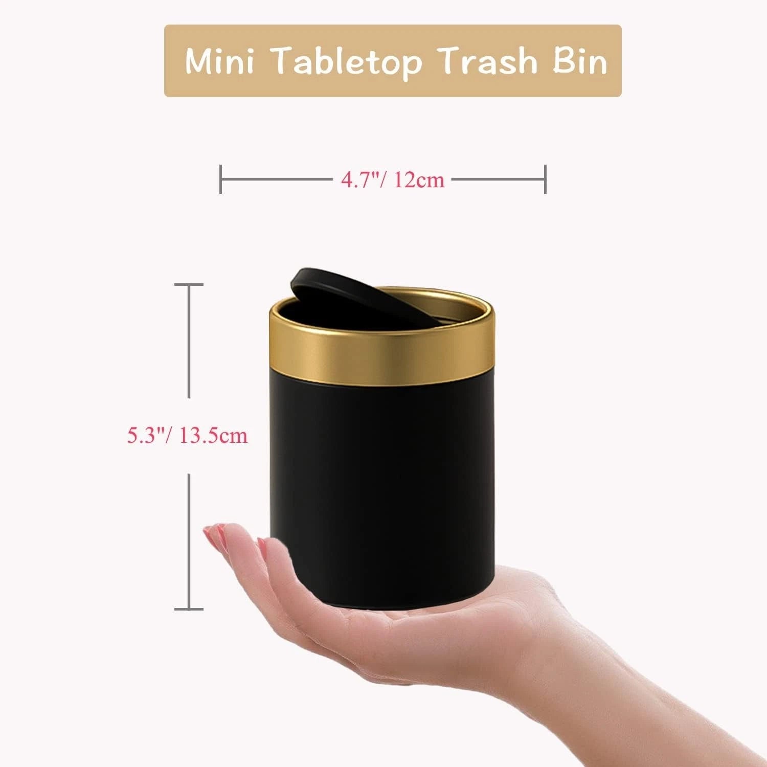 Mini Trash Can with Lid, Metal Small Tiny Mini Trash Bin Can, Mini Countertop 07FC0E-D4 - KOEEK