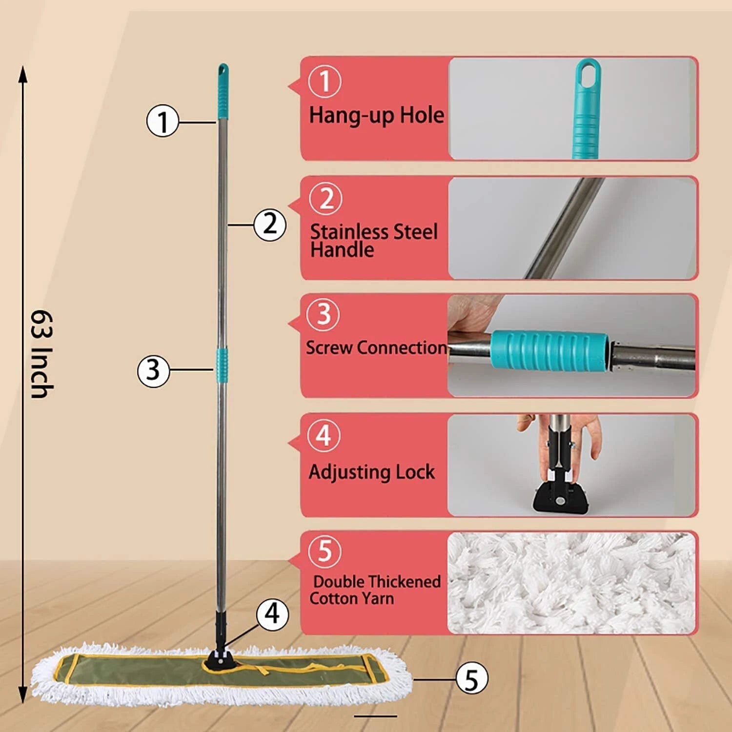 36-inch Industrial Commercial Dust Mop 2 sets // Heavy Duty Dust Mop 07FC0E-D4 - KOEEK