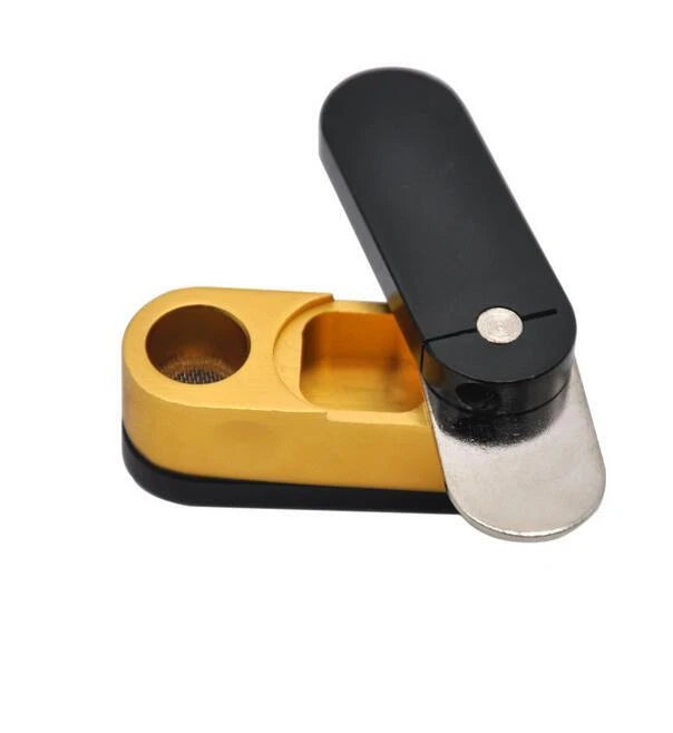 EDCFolding Aluminium Alloy Smoking Tobacco Herb Storage Pocket Double Layer Tool 07FC0E-D4 - KOEEK